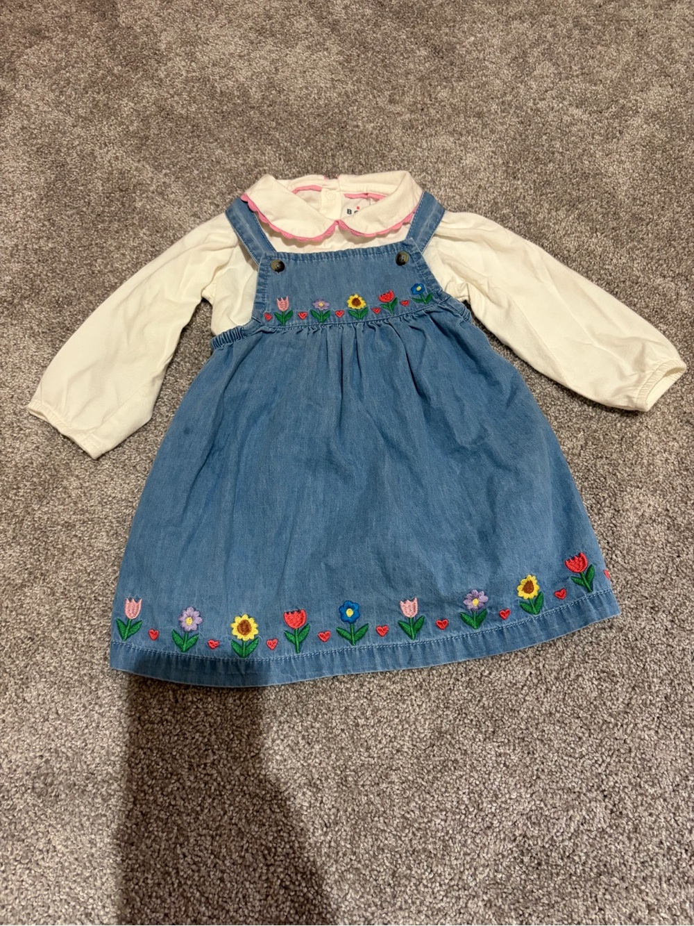 Baby Boden Embroidered Pinafore Dress size 6-12 mo